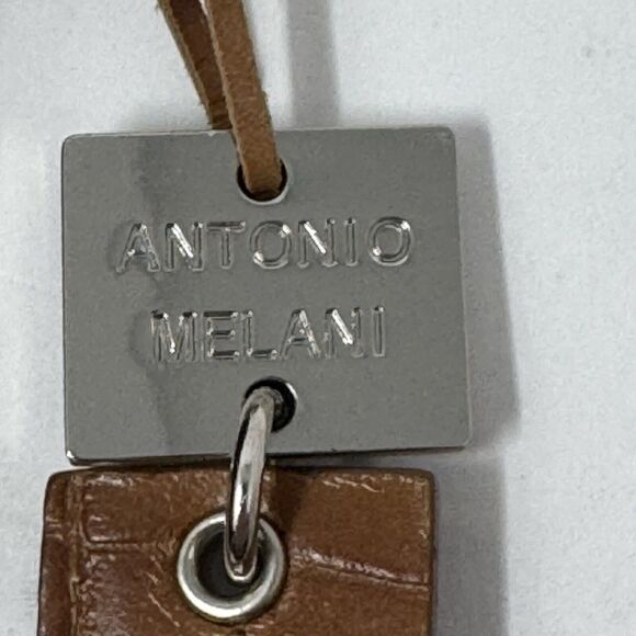 Antonio Melani Brown Croc Embossed Top Handle Structured Purse W/Crossbody Strap - Picture 11 of 13